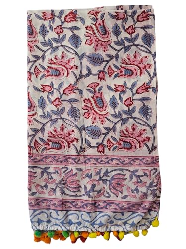 INDIANHANDICRAFTS 5 Pc Mix Lot Indian Cotton Scarves, Women Party Wear Hand Block Printed Dabu Print Scarf, Size 22x72 Inch3