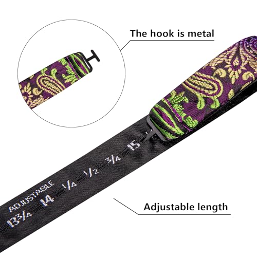 Image of Dubulle Self Tie Bow Ties and Lapel Pin for Men Paisley Solid Mens Bowtie and Handkerchief Cufflinks Set Wedding