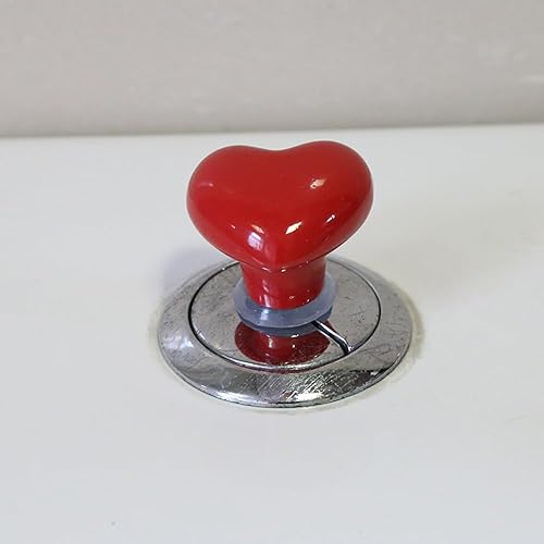 3 piezas de botón de cerámica colorida en forma de corazón, mango de cerámica adhesivo en forma de corazón, herramienta de prensa de inodoro