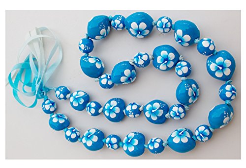 Hawaii Jewelry Kukui Nut With Wooden Bead Flower Lei Necklaces2