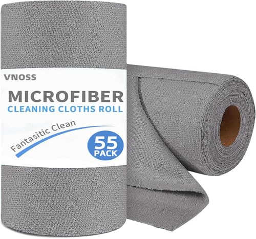 55 Pack Microfiber Cleaning Cloth Roll (Grey)