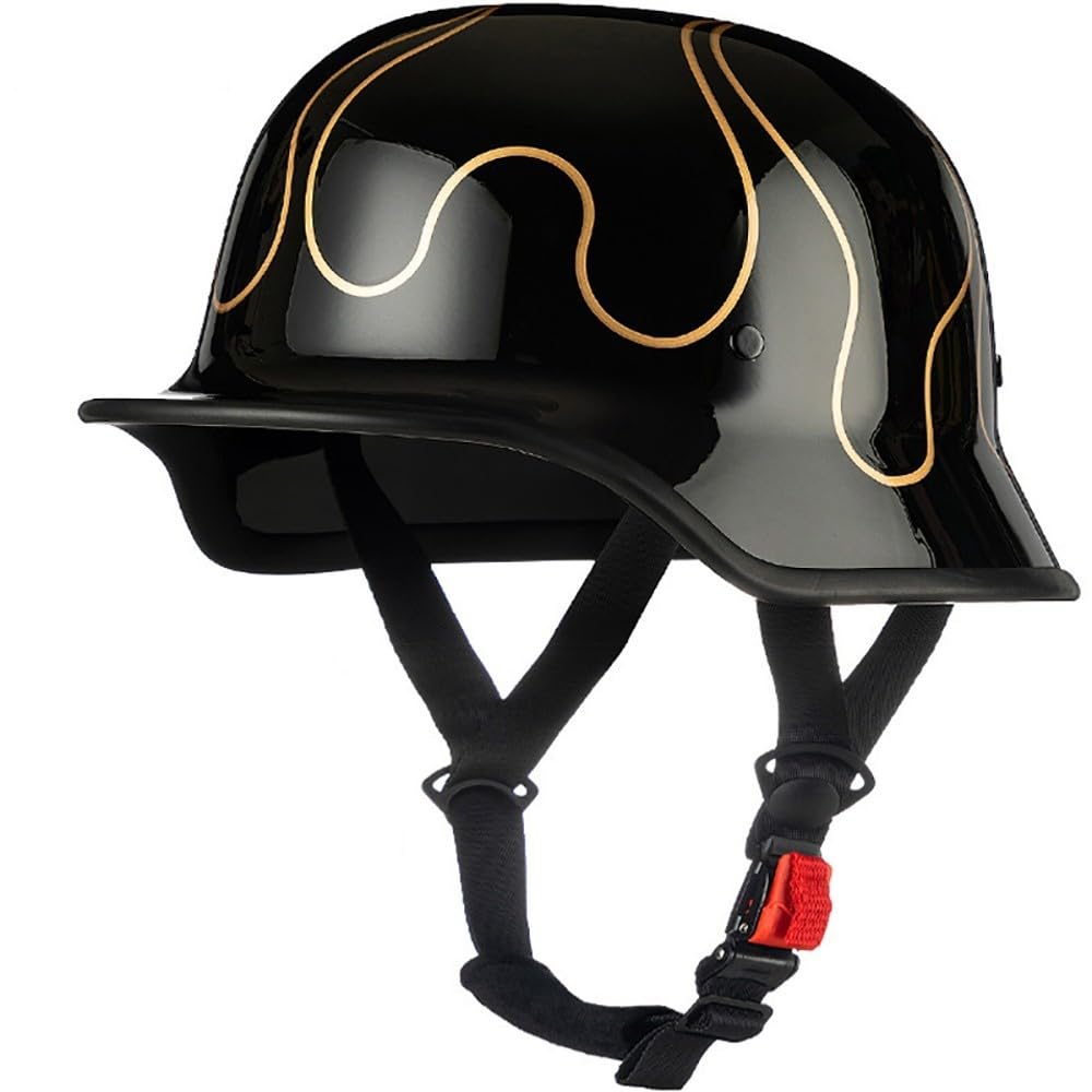 Cascos Half-Helmet, Casco De Cara Abierta, Casco Semi Cubierto para Motocicleta, Moto De Estilo Retro Homologado ECE Casco Alemán De La Segunda Guerra Mundial
