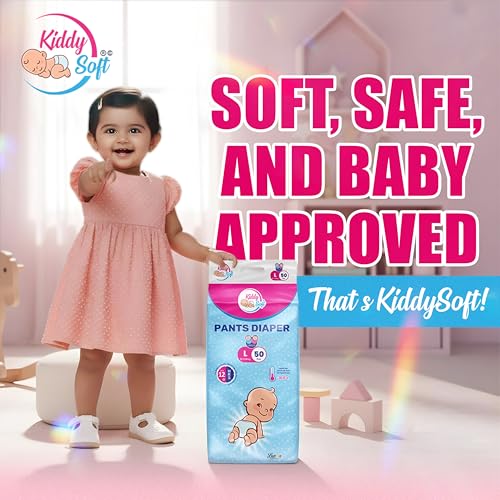 Image of KiddySoft Baby Diaper Pants with 5 Layer All Night Leakage Protection & Quick Absorbency (L - 50, Pack of 1)