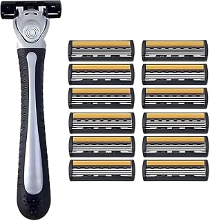 1 Stainless Steel Safety Razor with 12pcs Interchangeable Blades Beard Trimmers for Body Hair Removal, Durable & User