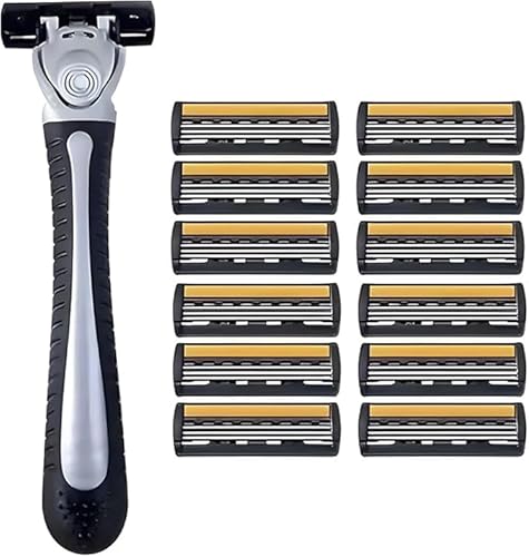 1 rasoio di sicurezza in acciaio inox con 12 lame intercambi...