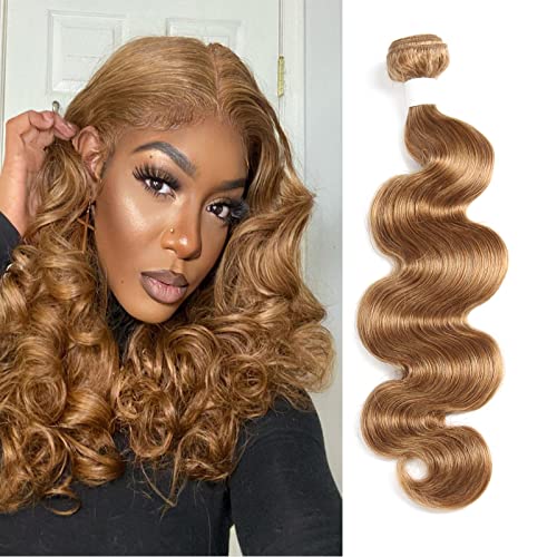 100% Human Hair Honey Blonde Bundles Body Wave 1 Bundle Brazilian Human Hair Weave Bundles(22Inch,27# Honey Blonde)
