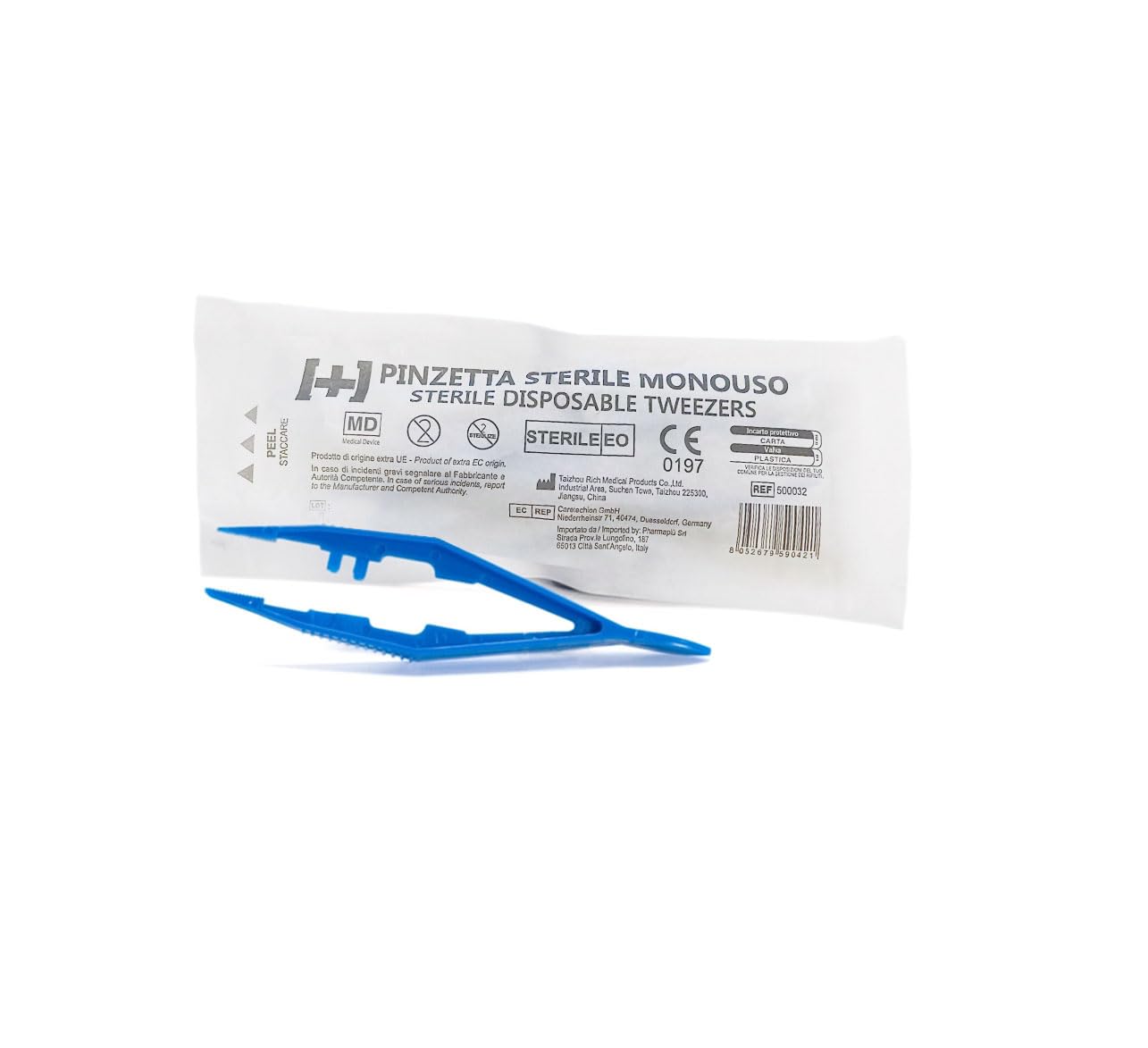 Pharma[+] Set Chirurgico: 10 Bisturi Sterili + 10 Pinzette Sterili in Polipropilene Blu
