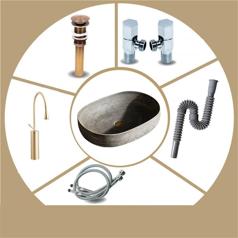 Umywalka Łazienkowa Nablatowa, Ceramiczna, Owalna, Umywalka Domowa, Umywalka Nablatowa