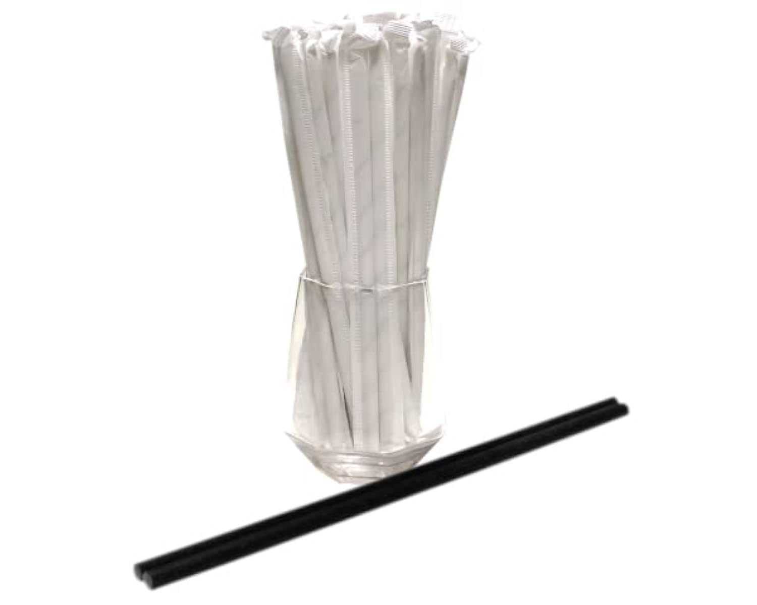 Cannucce di carta nere (6 mm x 200 mm), confezionate singolarmente per protezione, confezione da 1200, certificate FSC, ecologiche, durevoli, adatte per alimenti, adatte per tutte le occasioni