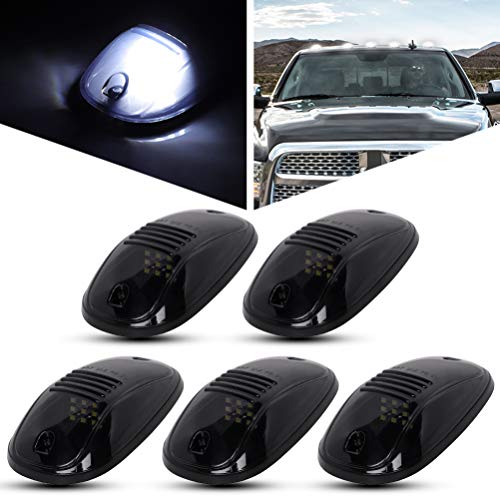 OCPTY 5pcs Cab Roof Marker Running Lights Smoke Lens Cover White 12V 9LED Super Bright:Waterproof Lights Compatible with For Dodge For Ram 2500 3500 4500 2003-2017 for Truck SUV Pickup