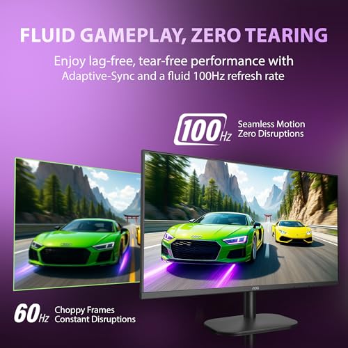 Image of AOC 27B2H2 27 inch Monitor 1920 x 1080 Full HD IPS Panel, 100Hz Adaptive Sync 3-Sided Frame Less Design, 178 Wide Viewing Angle, Flicker-Free, Low Blue Light, Multi-Tasking Monitor