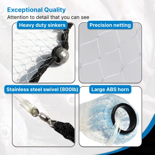 BasicGear® Pancake® Cast Net, 12ft Radius, 3/16 Mesh, 1.25lb, for Bait Fish - image 3