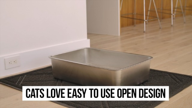 WIN4ALL Stainless Steel Cat Litter Box With Lid - Extra Large 24x16x12 Inches, High-Sided Enclosed Pan, Grey - View #2
