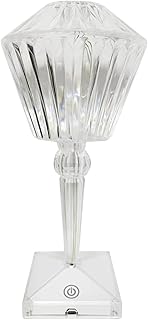 Lámpara de escritorio acrílica de cristal de diamante con cable USB, lámpara de escritorio de mesita de noche, control táctil, luz de mesa portátil, 3 colores de iluminación, luz nocturna para