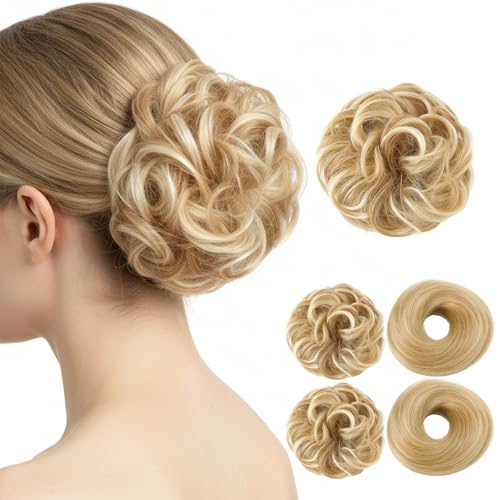 Extensiones de pelo para moño, coletero con pelo, postizo rubio, postizos para cabello fino, moño falso, 7-15 cm