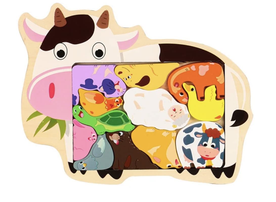 TOYARTSY Wooden 3D Puzzle for Children,Learning Educational Things,Educational Puzzles Board for Learning Kids (Cow) (B0C4HGGYRJ) Amazon Price History, Amazon Price Tracker