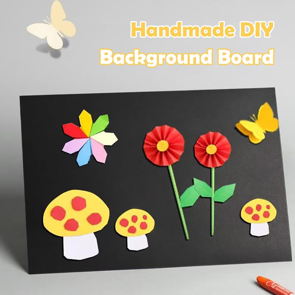 DIY Handgefertigte Origami Black Cardstock - Mehrzweckpapier Zum Druck, Handwerk Und Büro | Hintergrundpapier Für Cover, Karten, Kunstprojekte,A3-300GSM,4 Pack (20 Blätter/Pack)