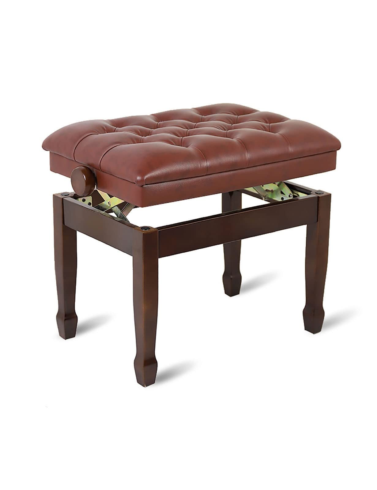 Klavierbank mit wasserdichtem und atmungsaktivem Leder-Keyboard-Bank-Klavierhocker, 10 cm höhenverstellbar, 60 x 40 x 50–60 cm (Walnuss)