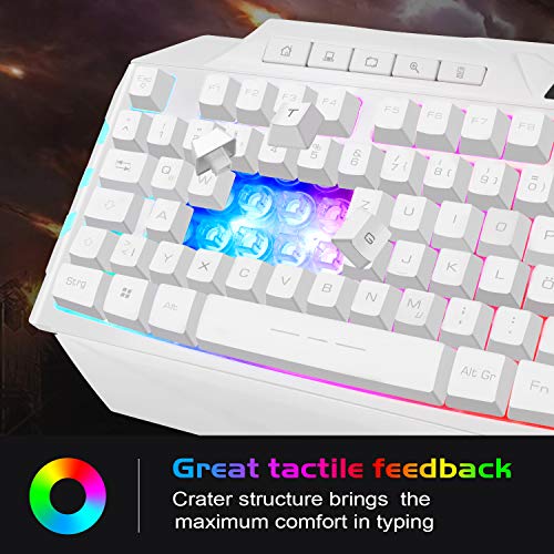 Anivia Gaming Tastatur Maus Set GK710 Rainbow LED Hintergrundbeleuchtete Tastatur und Maus Combo Set,Wired Keyboard für Xbox One USB PS4(DE Layout/Weiß - Image 5