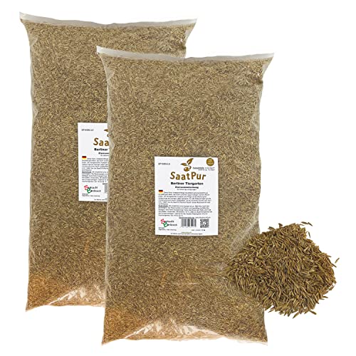SaatPur® Rasensamen Berliner Tiergarten 5kg für ca. 200 m², Mehrjährige Zierrasen Rasenmischung aus mehreren Rasenarten, meistens 4 bis 5, satt grün, Schmuckrasen für Neusaat + Nachsaat