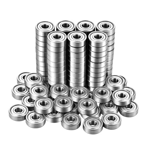 harmiey 100 Pack 608zz Bearings 8mm x 22mm x 7mm Double Metal Sealed Shielded Deep Groove Ball Bearing for 3D Print Projects Skateboards DIY Project or Replacemen