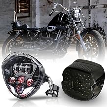 MOVOTOR Motorcycle 7 inch Headlight with Hi/Low Beam LED Tail Light with Turn Signal Brake Light Compatible with Harley Davidson Dyna Sportster 883 1200 Electra Glide Street Bob