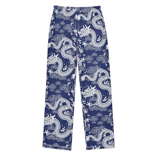 Boys' Pants Chinese New Year Dragon Long Bottoms Jogger Pants Elastic Waist Trousers with Pockets S-XL