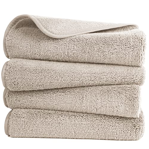 Polyte - Premium-Mikrofaserhandtuch - fusselfrei & schnelltrocknend - Beige - 41 x 76 cm - 4 Stück