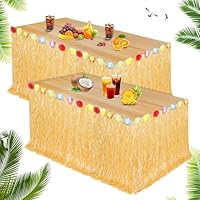 Aomig Hawaii Tischröcke 275x75cm Hawaiian Tischrock 10Pcs Hawaii Party Deko mit Klettverschluss Hawaii-Tischrock zum Zuschneiden für Tropische Hawaii Party Dekorationen Sommer Garden Beach Geburtstag