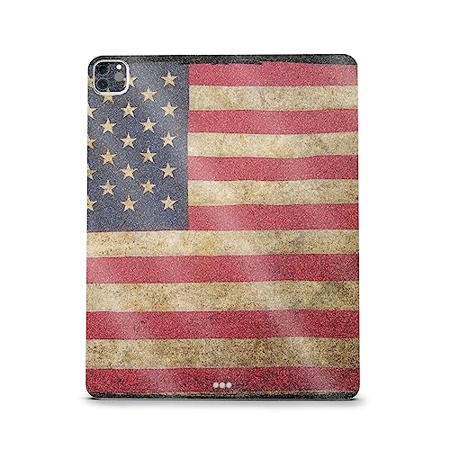 Image of MightySkins Carbon Fiber Skin Compatible with Apple iPad Pro 12.9 inch M2 6th Gen (2022) Full Wrap Kit - Vintage Flag | Protective, Durable Textured Carbon Fiber Finish | Easy to Apply | Made in The USA