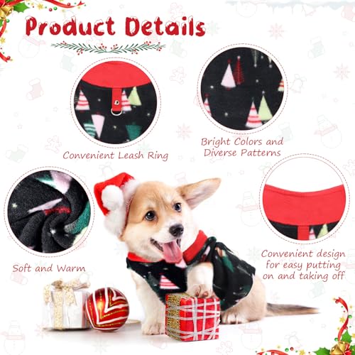 Shinylin 6 Pack Fleece Dog Sweater with Leash Ring Winter Dog Clothes for Small Medium Pets Pullover Vest for Walking Warm Soft Puppy Outfit for Cold Weather Christmas Pet Apparel(Xs,B Style) - Image 4