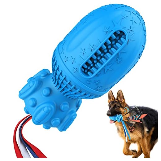 MASBRILL Juguetes para Perros Resistentes Chirriante para Grandes y Medianos Masticadores Agresivos, Juguetes Interactivos de Caucho Natural para Aburrimiento - Azul