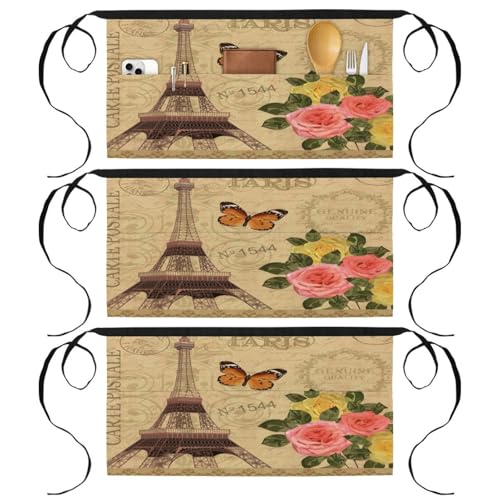 Tablier court de chef demi-tablier cuisine restaurant bistrot bar lot de 3