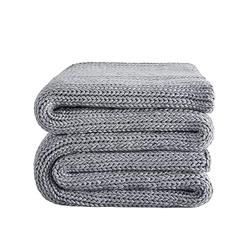 L'AGRATY Knitted Weighted Blanket - 60"x80" 15lbs Cooling Chunky Knit Heavy Blanket for Adults Braided Crochet Throw Thick Cable Yarn Knit Decorative Blanket No Beads Evenly Weighted Machine Washable