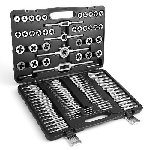 Anfrere 110pcs Tap and Die Set in Metric Sizes Standard Tap Set and Die Tool Set for Threading and Rethreading Internal and External Threads M2-M18 Thread Repair Kit