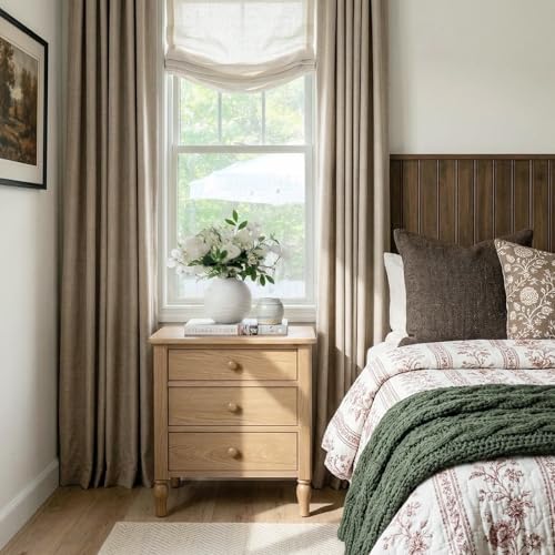 Image of Linen Look Total Blackout Curtains, Grommet, 50 inch W x 72 inch L, Burlywood Birch | Blackout Curtains for Bedroom 72 Inches Long, Thermal Insulated Curtains for Living Room, Room Darkening Drapes, 2 Panels