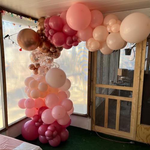 Image of Pink Rose Gold Balloons - 60pcs 12inch Confetti Helium Latex Balloons for Arch Birthday Decorations Bridal Shower Wedding Bachelorette