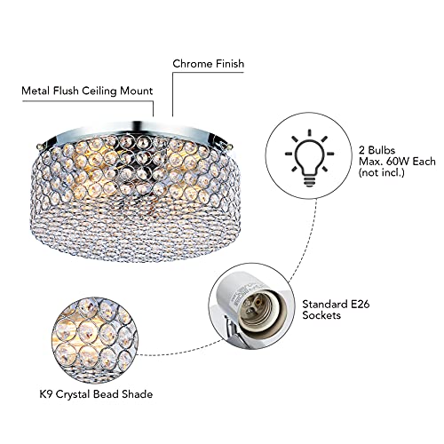Vonluce HCF1317CHVONLUCE Modern Crystal Ceiling Light Fixture, Flush Mount Ceiling Lights For Hallway Dining Bedroom Kitchen Bathroom, 120W Dimmable Close To Ceiling Lights thumb #5
