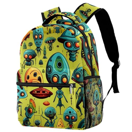 Sac à dos d'école Strange Aliens voyage Campus avec porte-bouteille mixte