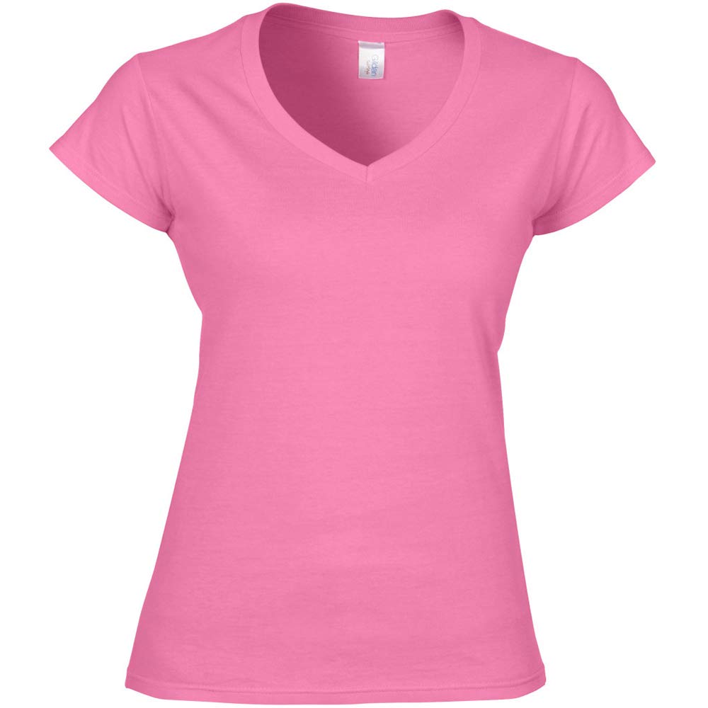 Gildan Women's Azalea Soft Style Short Sleeve V-Neck T-Shirt (2Xl) (Azalea)