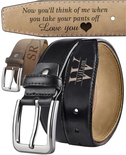 Personalized Leather Belts for Men Custom Name Text Customized Engraved Belt Gifts for Dad Husband Boyfriend Son