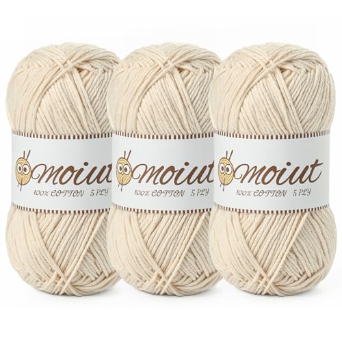 Discover the Best Yarn for Baby Boots 14 3 Pack Cotton Yarn for Crocheting, Baby Yarn for Crocheting Soft, 393yds / 5.29oz Fluffy Amigurumi Crochet Yarn, 5 Ply 100% Milk Cotton Yarn for Puzzle、Socks、Clothes(3 Beige)