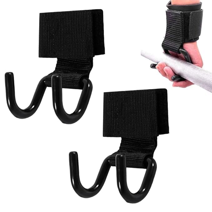 ATOOZED 1 Pair Weight Lifting Power Hooks Wrist Grips Support Straps Gym Hook Gloves 2 Hook Gloves Straps & Hooks Strength Training Fitness Running & Yoga