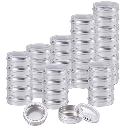 Consejos para Comprar Contenedores de oficina - solo los mejores. 42 Foraineam 40 latas redondas de metal vacías de aluminio plateado para cocina, oficina, viajes, contenedores de almacenamiento con tapas transparentes de rosca