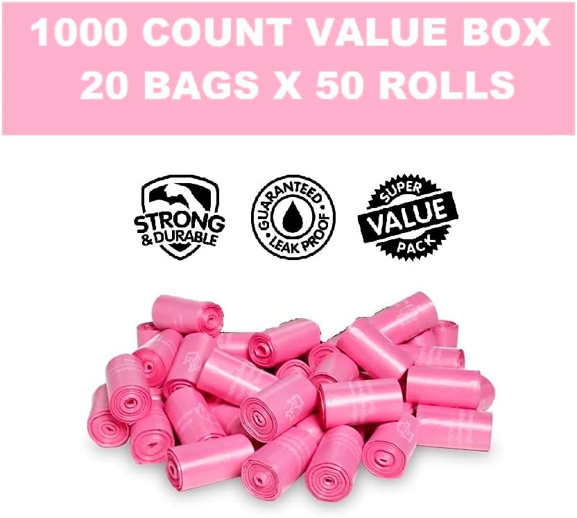 Vista 4 de Bolsas para Heces de perro, 1000unidades, color rosa por corteza + con corteza