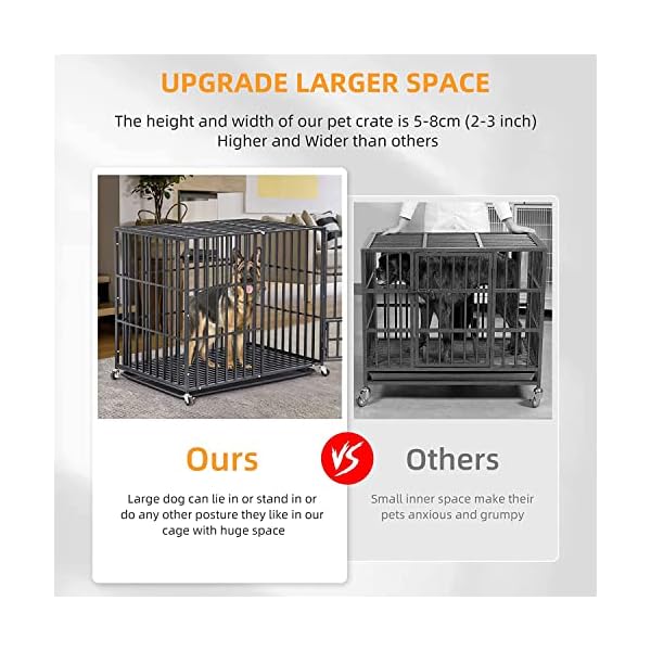 Susire Heavy Duty Dog Crate: 42Inch Pet Indestructible Tough Crates Made by Square Tube with Lockable Wheel – Puppies X Large Outside Play Pen with Two Doors for Medium Large Size Dogs Easy to Clean Susire Heavy Duty Dog Crate: 42Inch Pet Indestructible Tough Crates Made by Square Tube with Lockable Wheel – Puppies X Large Outside Play Pen with Two Doors for Medium Large Size Dogs Easy to Clean
