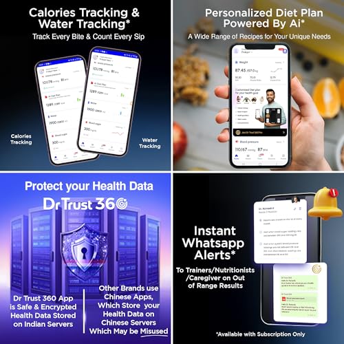 Image of Dr Trust USA 509 Digital BMI Weight Scale with Body Fat Analyzer and Fitness Body Composition Monitor Rechargeable Electronic Weight Machine & Weighing Scale with Mobile App, Bluetooth (Black)