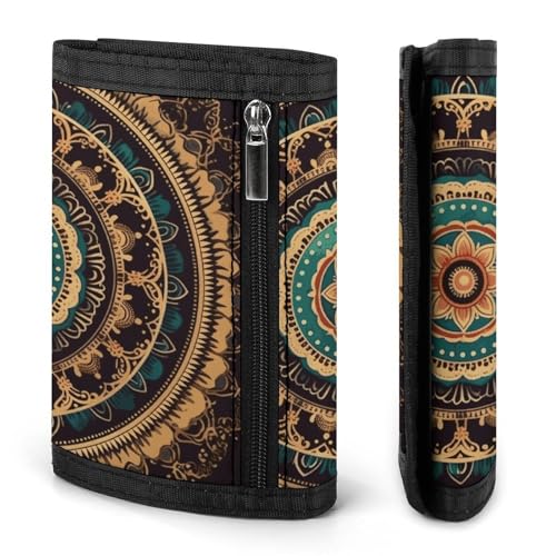 Mandala Trifold Wallet for Men Minimalist Design Slim Wallet with Money Pocket & Multiple Card Slots Stylish Durable Wallets3