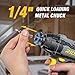 RIDA Cordless Brushless Impact Driver 180N.m, 20V Electric Impact Drill/Driver Set 1/4
