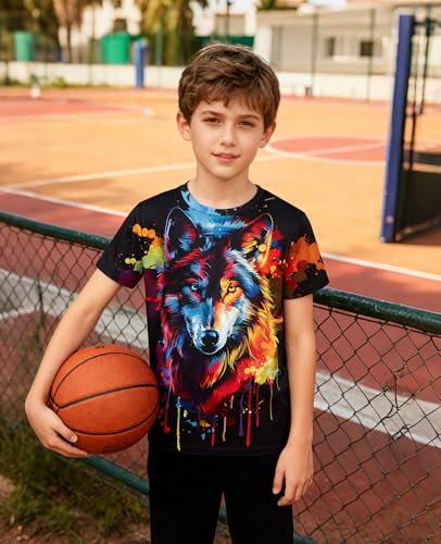 Image of uideazone Tshirts for Boys Kids Short Sleeve T-Shirt 3D Graphic Tee Shirts Tops Clothes 4-16 Years